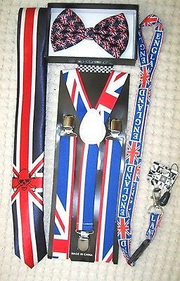 UK British Flag Y-Back Suspenders,UK Lanyard,UK Neck Tie & UK British Bow Tie-15