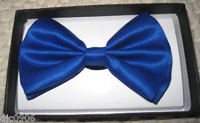 Solid Blue 57" Long x 3" Wide Neck tie & Blue Adjustable Bow Tie Combo Set!New