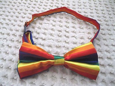 RAINBOW SWIRLS STRIPED STRIPES ADJUSTABLE  BOW TIE BOWTIE-NEW GIFT BOX!