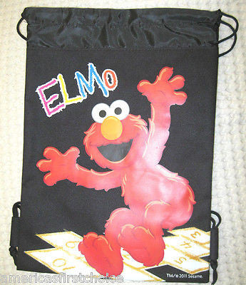 SESAME STREET ELMO COUNTING THE NUMBERS BLACK DRAWSTRING BAG BACKPACK TRAVEL-NIP