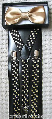 MULTI-COLOR PAINT SPLATTER TUXEDO BOW TIE+ MATCHING ADJUSTABLE SUSPENDERS COMBO