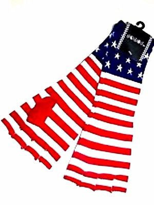 US American Flag Red White Blue Elastic Finger Arm Warmers Long Gloves-New!