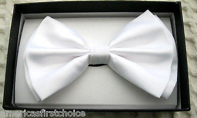 White Tuxedo Bow Tie & White Black Gray Gorgoyle Adjustable Suspenders Set-New