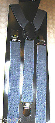 Gray Silver Black Tips Adjustable Bowtie & Gray Adjustable Suspenders Combo-New!