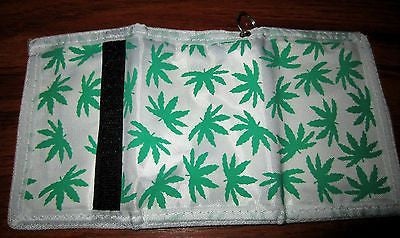 White Green Marijuana Weed MJ Leaves Wallet Unisex Men's 4.5" x 3" W-New in Pkg!