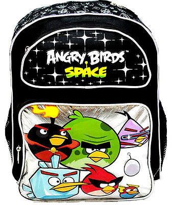 Angry Birds Space Black Silver School 16" Backpack!Angry Birds Backpack-New!!!