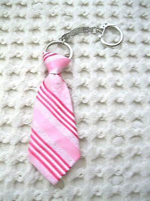 Pink Strip Stripped Necktie 7" Keychain-Pink Neck tie Keychain-Brand New!!