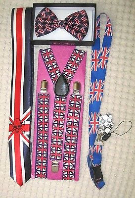 UK British Flag Y-Back Suspenders,UK Lanyard,UK Neck Tie & UK British Bow Tie-16