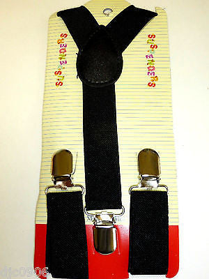 Solid Black Kids Boys Girls Y-Style Back Adjustable suspenders-New in Package!v2