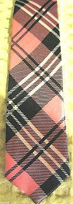 Pink Black White Plaid Unisex Men's Tie Necktie 57" Longx 2" Wide-New!