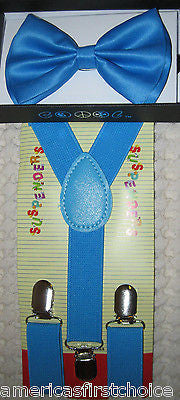 Kid's Boys Girls Green  Adjustable Bow Tie & Green Y-Back suspenders-New!