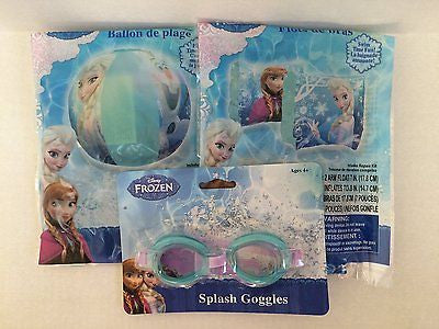 Disney Frozen Olaf &Elsa 20" Inflatable Beach Ball,Floating Arm Floats,&Goggles