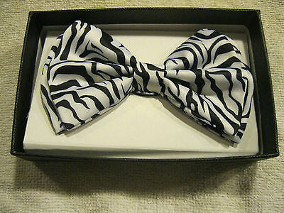 Unisex Black White Zebra Print Suspenders,Lanyard&matching Bowtie Bow Tie-New!