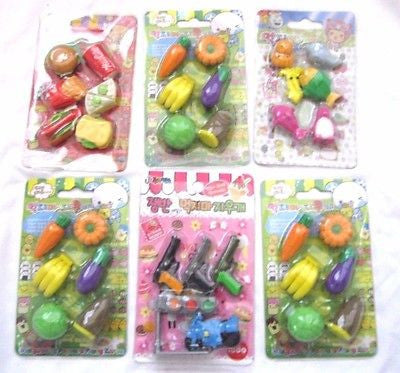 Iwako/Popcorn Fancy Dinner,Drinks,Sushi,Desserts,Vegetable Erasers 36 Pcs-Newv11