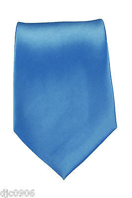 Unisex Baby Blue Light Blue Silk Feel Neck tie 56" L x 3" W-blue NeckTie-New