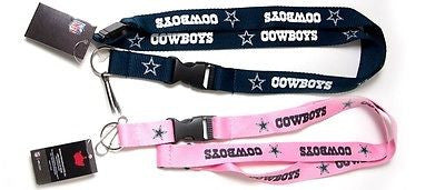 Cowboys 2-Tone Blue+Silver Licensed NFL Keychain/ID Holder Detachable Lanyard-v2