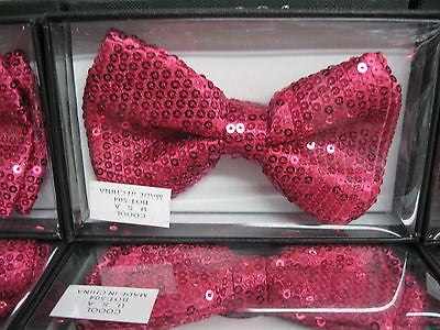 PINK SEQUIN ADJUSTABLE TUXEDO BOWTIE BOW TIE-NEW GIFT BOX!