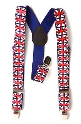 UK British England Red,White,& Blue Adjustable Y-Back Suspenders-New in Pkg!V2