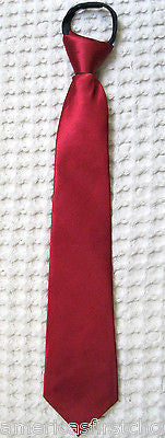 Teens Kids Bright Apple Red  11.5" Easy Zip-Up Pre-Tied Necktie Neck Tie-New!