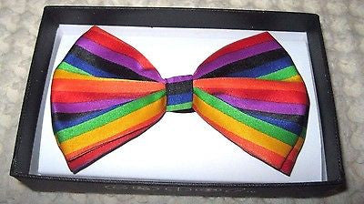 RAINBOW STRIPED STRIPES ADJUSTABLE  BOW TIE BOWTIE-NEW GIFT BOX!VERSION2