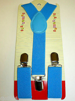 French Light Blue Kids Boys Girls Y-Style Back Adjustable suspenders-New in Pkg!