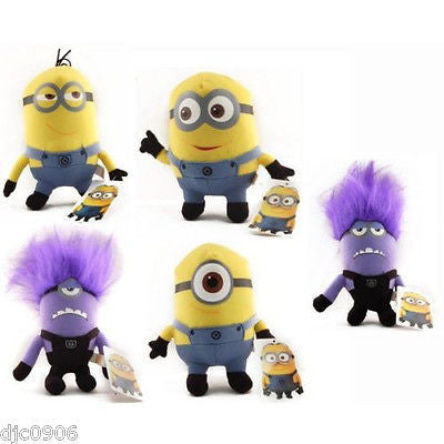 Despicable Me 2 Set of 5 Plushes Stuart,Jerry,Tim,and two Evil Minions-New w/Tag