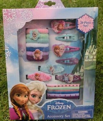 Frozen 20 pc Hair Accessory Kit 3 barrettes,4 snap clips,6 elastics,7 Terries