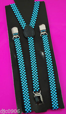 Unisex 1" Black & Yellow Checkered Adjustable Y-Style Back suspenders-New