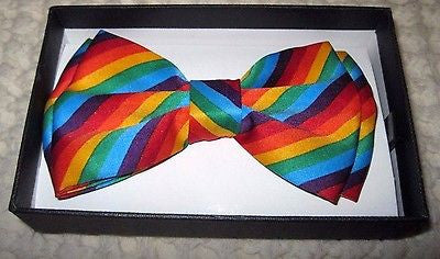 RAINBOW SWIRLS STRIPED STRIPES ADJUSTABLE  BOW TIE BOWTIE-NEW GIFT BOX!