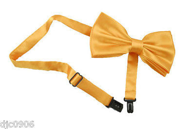 Men's Women's Solid SILK GOLD  Wedding Cummerbund & Bow Tie Set-Brand New