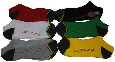 Body glove Men's Low Cut Rasta Socks Color Multi, Size 10-13, (Pack of 6)-New!