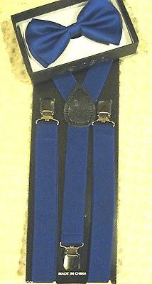 Royal Blue Unisex Adjustable Bowtie and Adjustable Suspenders Combo-Newe!