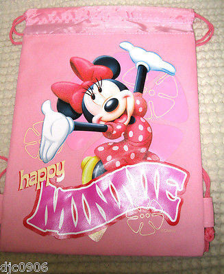 2 MINNIE MOUSE DIFFERENT PINK DRAWSTRING BAG BACKPACK TRAVEL STRING POUCHES-NEW