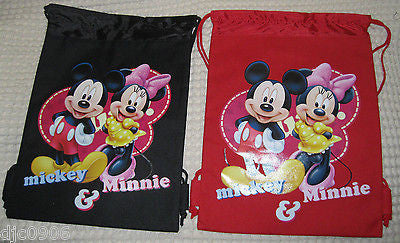 2 MICKEY MOUSE & MINNIE MOUSE DRAWSTRING BAG BACKPACK TRAVEL STRING POUCHES-NEW