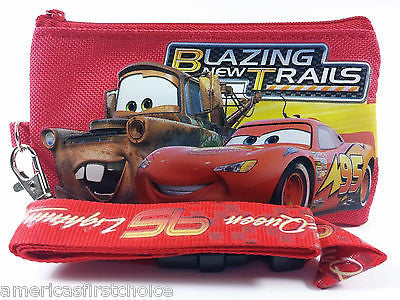 DISNEY MCQUEEN TATER BLUE AND RED LANYARD WITH DETACHABLE COIN POUCH/WALLET-NEW