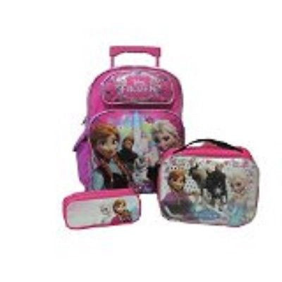 Frozen 16" Rolling Backpack,Frozen Lunchbox,and Frozen Pencil Pouch Combo-New!