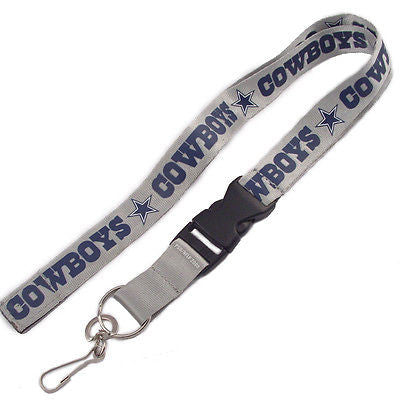 Cowboys Silver Licensed NFL Keychain/ID Holder Detachable Lanyard-Brand New!