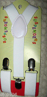 Orange Kids Boys Girls Y-Style Back Adjustable Bow Tie & White Kid suspenders-