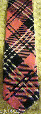 Pink Black White Plaid Unisex Men's Tie Necktie 57" Longx 2" Wide-New!