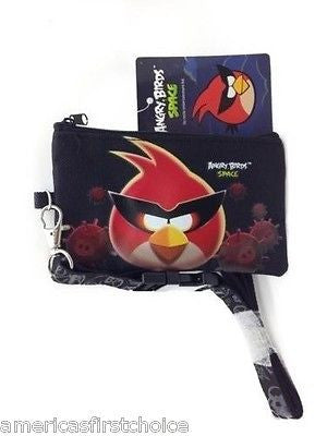 ANGRY BIRDS BLACK LANYARD WITH DETACHABLE COIN POUCH/WALLET/PURSE BY ROVIO-NEW