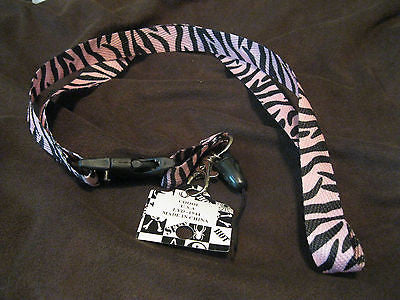 Black and Light Pink  Zebra Design 15" lanyard for ID Holder Mobile Device-New!