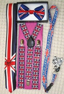 UK British Flag Y-Back Suspenders,UK Lanyard,UK Neck Tie & UK British Bow Tie-16