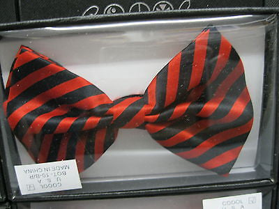 BLACK AND RED SWIRL STRIPED ADJUSTABLE  BOW TIE-NEW GIFT BOX!