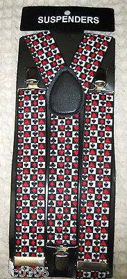 Poker Player Cards Neck Tie and Poker 1" Y-Back Adjustable Suspenders Combo-NewQ