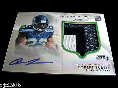 Robert Turbin RC 2012 Topps Platinum 3Clr Patch/Autograph Auto#/1058 Rookie Card