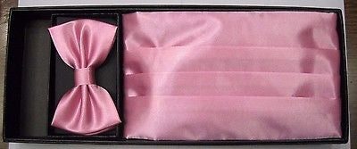 Men's Women's Solid RUBY DARK RED Wedding Cummerbund & Bow Tie Set-Brand New!