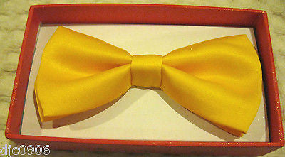 KID'S UNISEX SOLID YELLOW COLOR TUXEDO ADJUSTABLE BOWTIE BOW TIE-NEW WITH BOX!