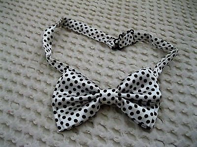 Unisex White Black Polka  Dot Tuxedo Classic BowTie Neckwear Adjustable Bow Tie