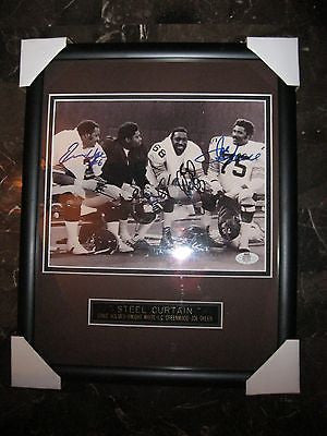 Pittsburg Steel Curtain Autographed by Holmes,White,Greenwood,Green Framed GAI