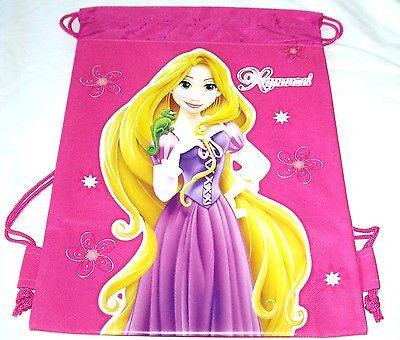 Disney Pink Rapunzel Tangled Licensed Kid's Drawstring Backpack Tote Gym Bag-New